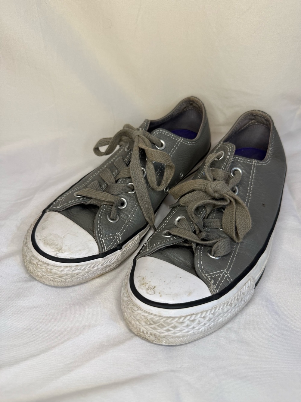 Converse Gray Low-Top Canvas Sneakers with White Toe Caps